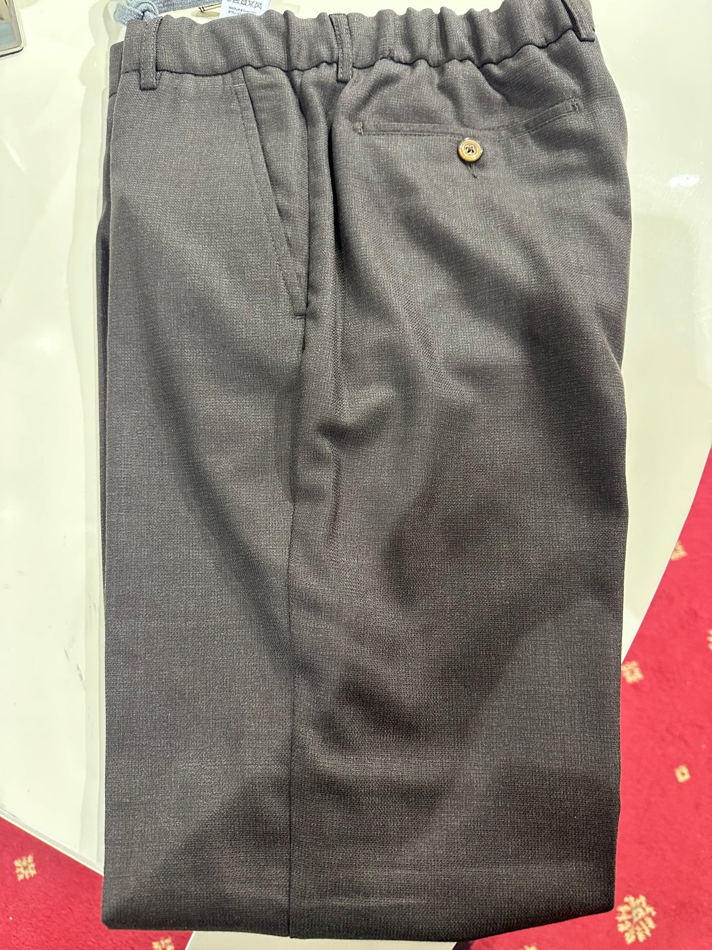 Mid Brown Textured Flexo Trousers