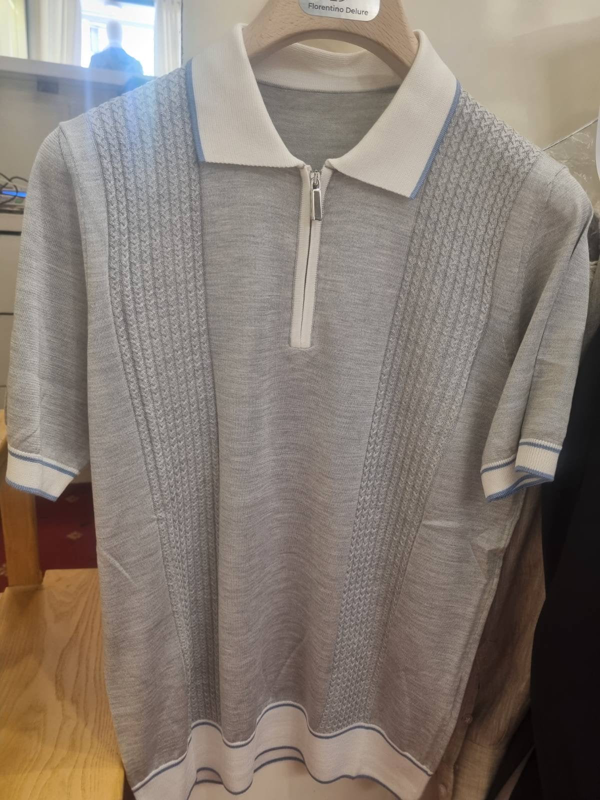 Ligt Grey Embroidered Polo