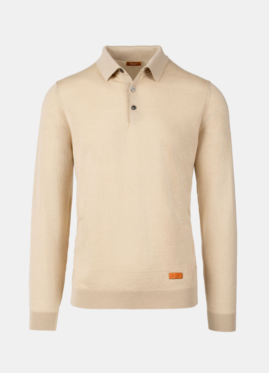 Beige Long Sleeve Polo