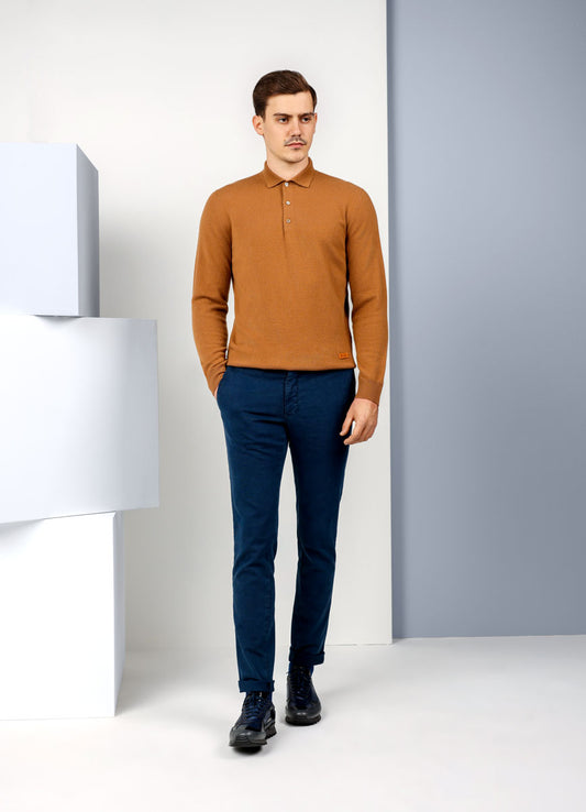 Camel Long Sleeve Polo