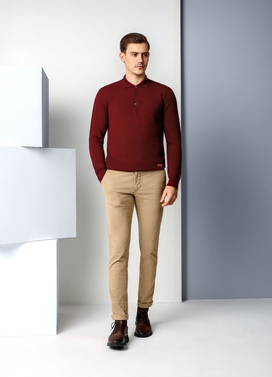 Bordeaux Long Sleeve Polo