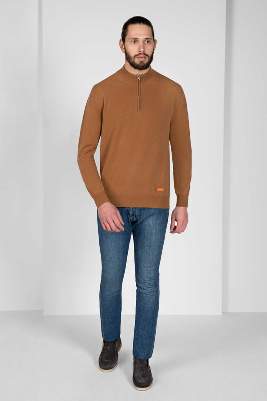 Camel Zip Sweater