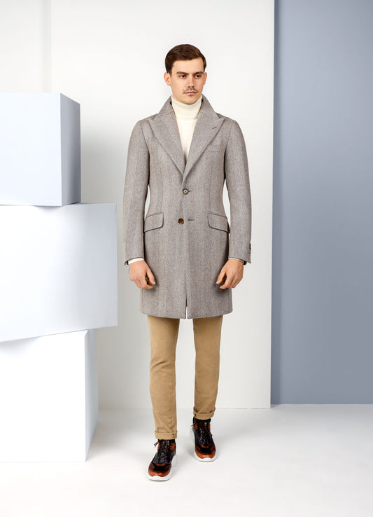 Beige Herringbone Coat