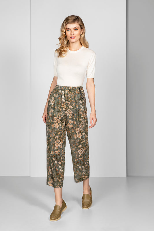 Green Floral Chinos