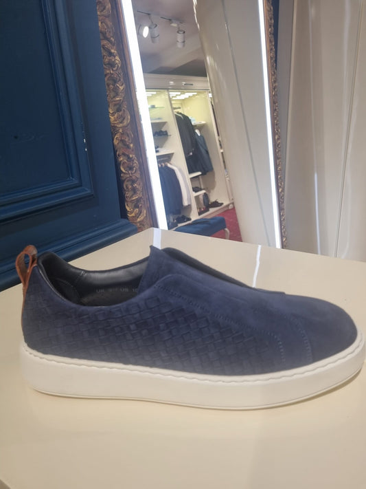 Blue Woven Suede Sneakers