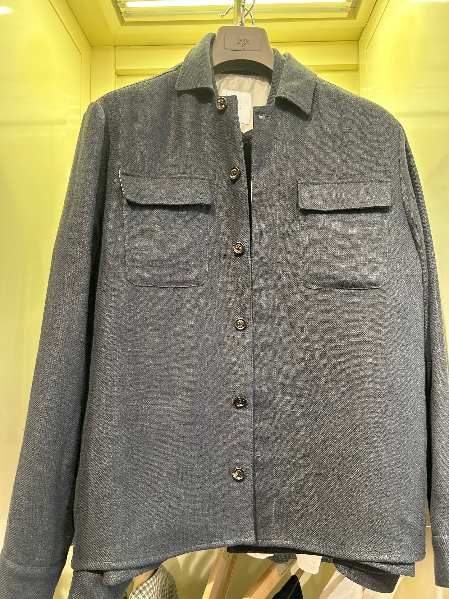 Dark Green Linen Overshirt