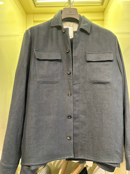 Dark Green Linen Overshirt