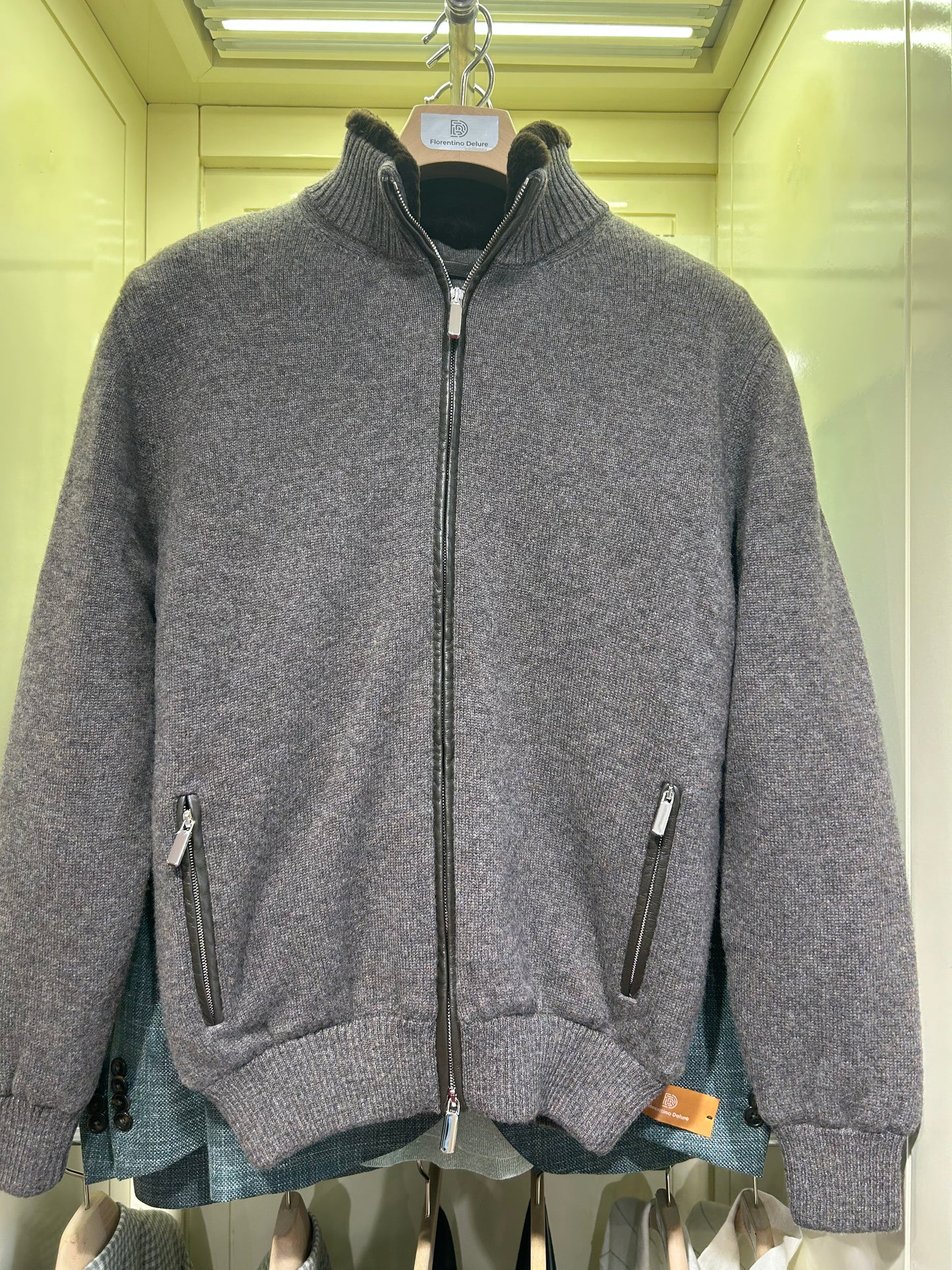 Brown Cashmere Bomber With Fur