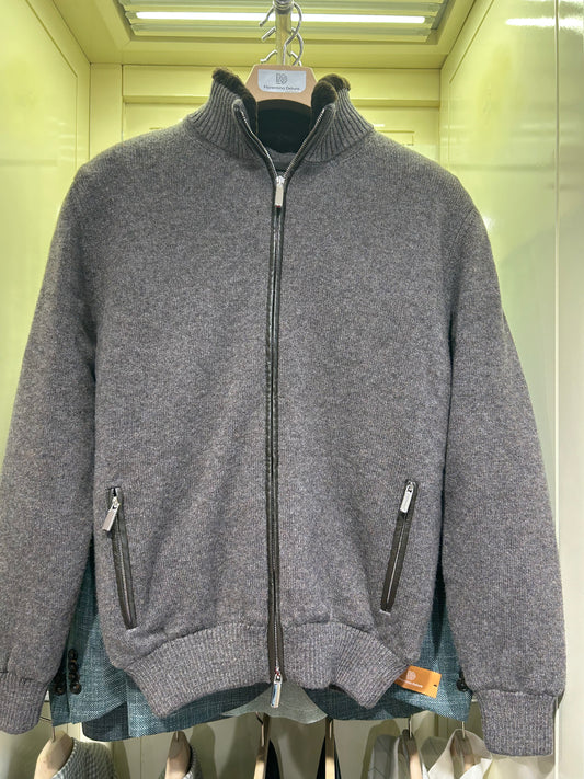Brown Cashmere Bomber With Fur