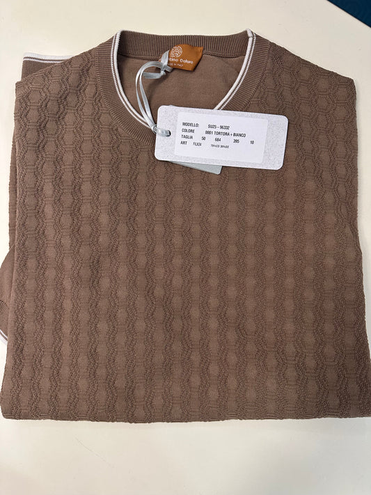 Brown Embroidered Crewneck
