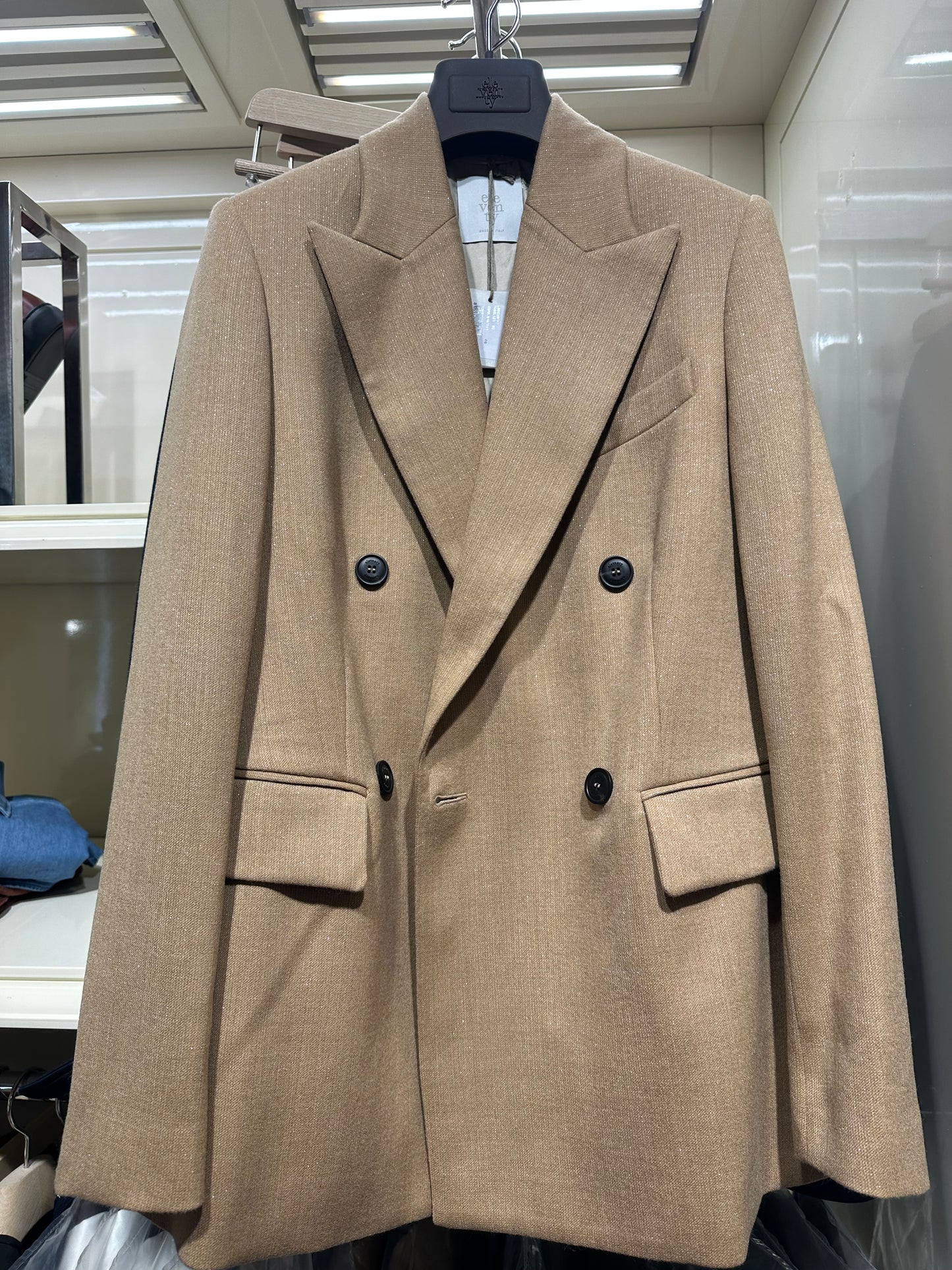 Women's Double-Breasted Cream Gold Thread Jacket