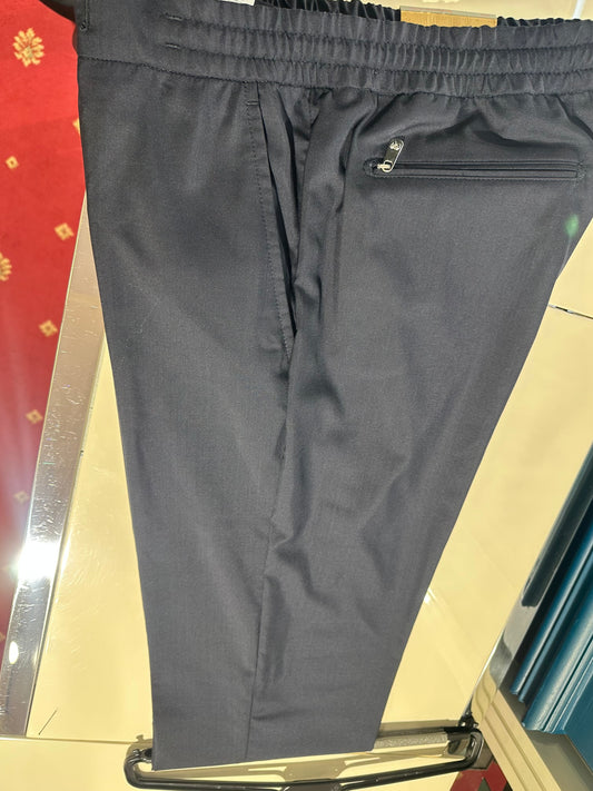Men's Navy Silk FLEXO Trousers