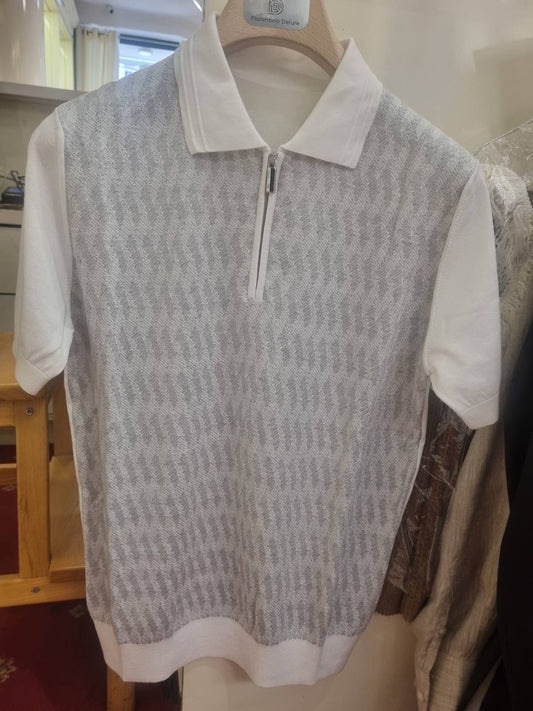 Silver Embroidered Polo