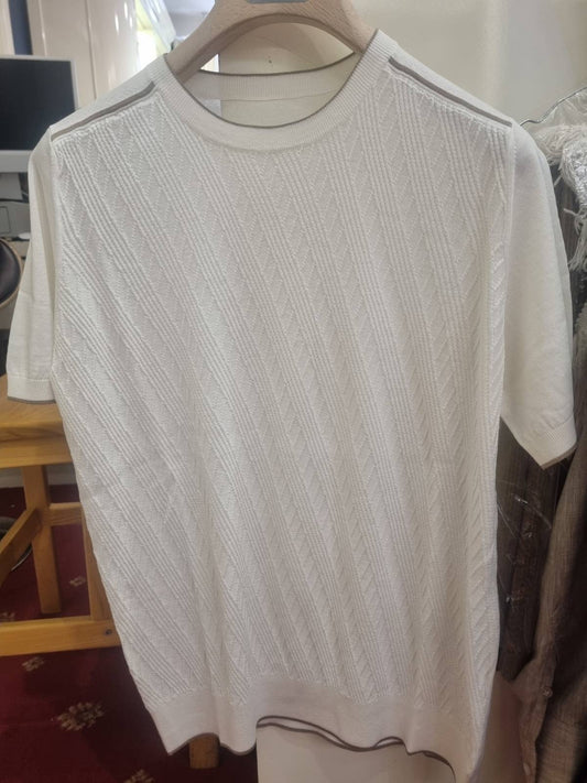 Off White Imbroidered Crewneck T-Shirt