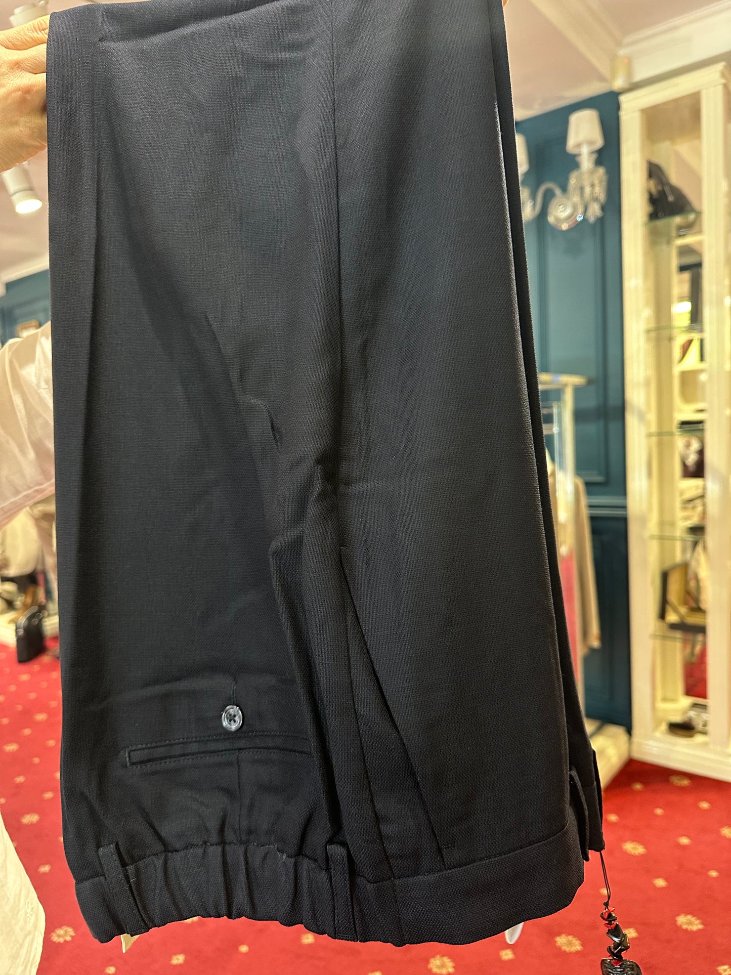 Dark Navy Textured Flexo Trousers
