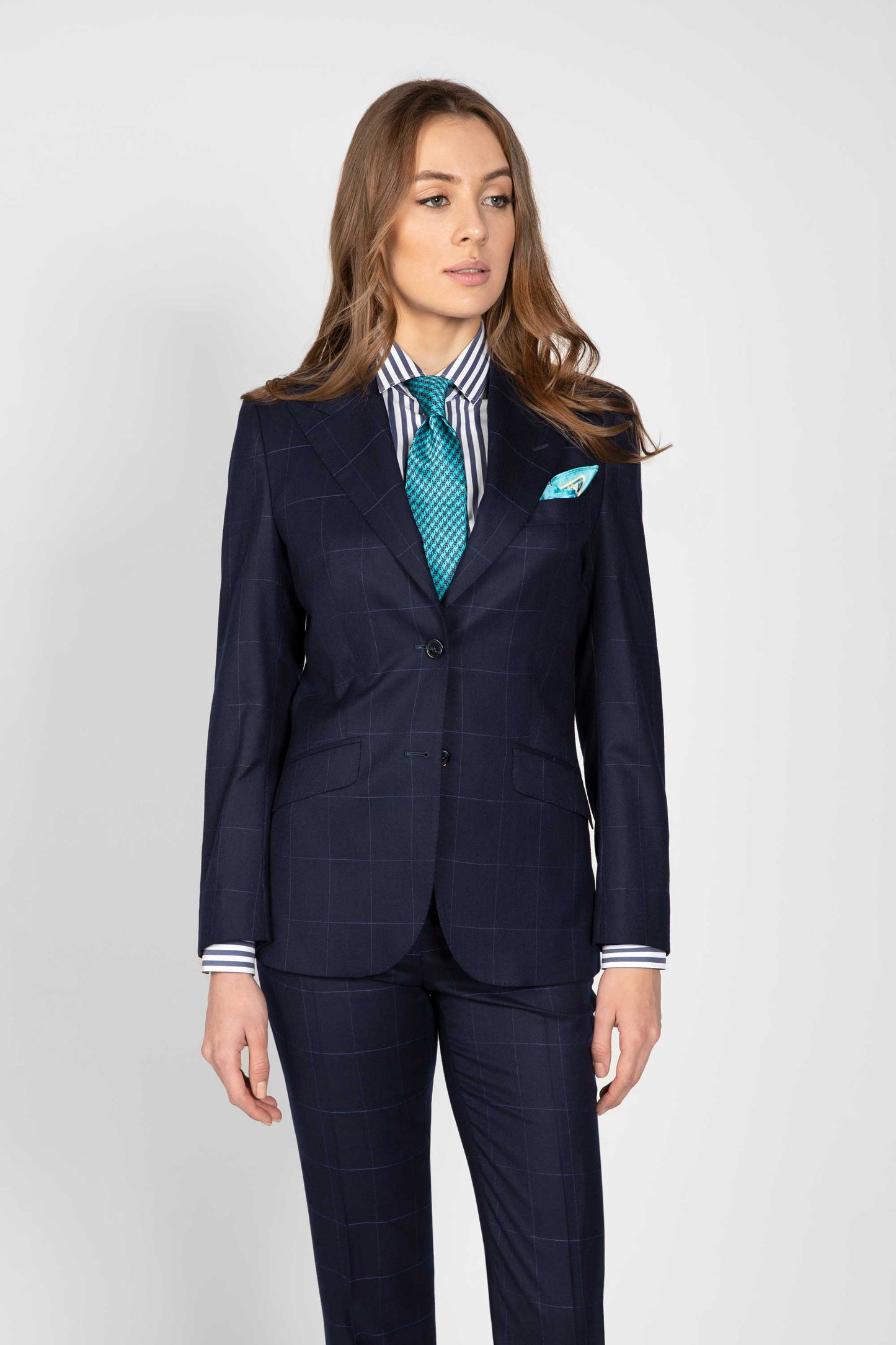 Light Blue Check Vega Suit