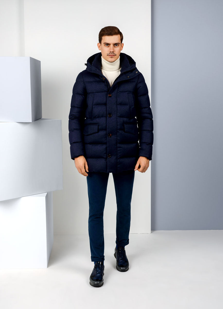 Navy Long Puffer Jacket